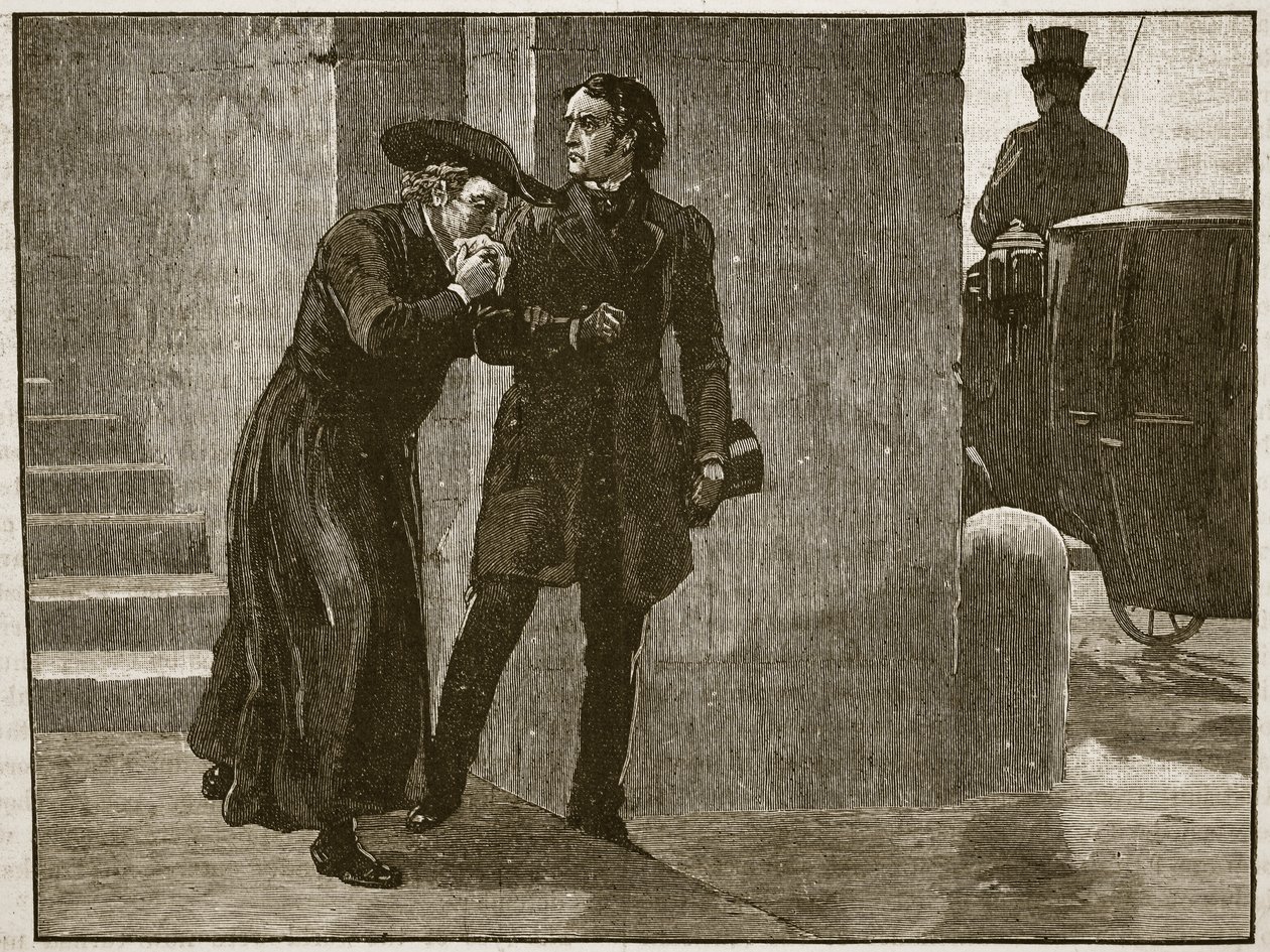 Pius IX. verlässt den Vatikan in Verkleidung, 1848, Illustration aus Cassells Illustrierter Geschichte Englands von English School