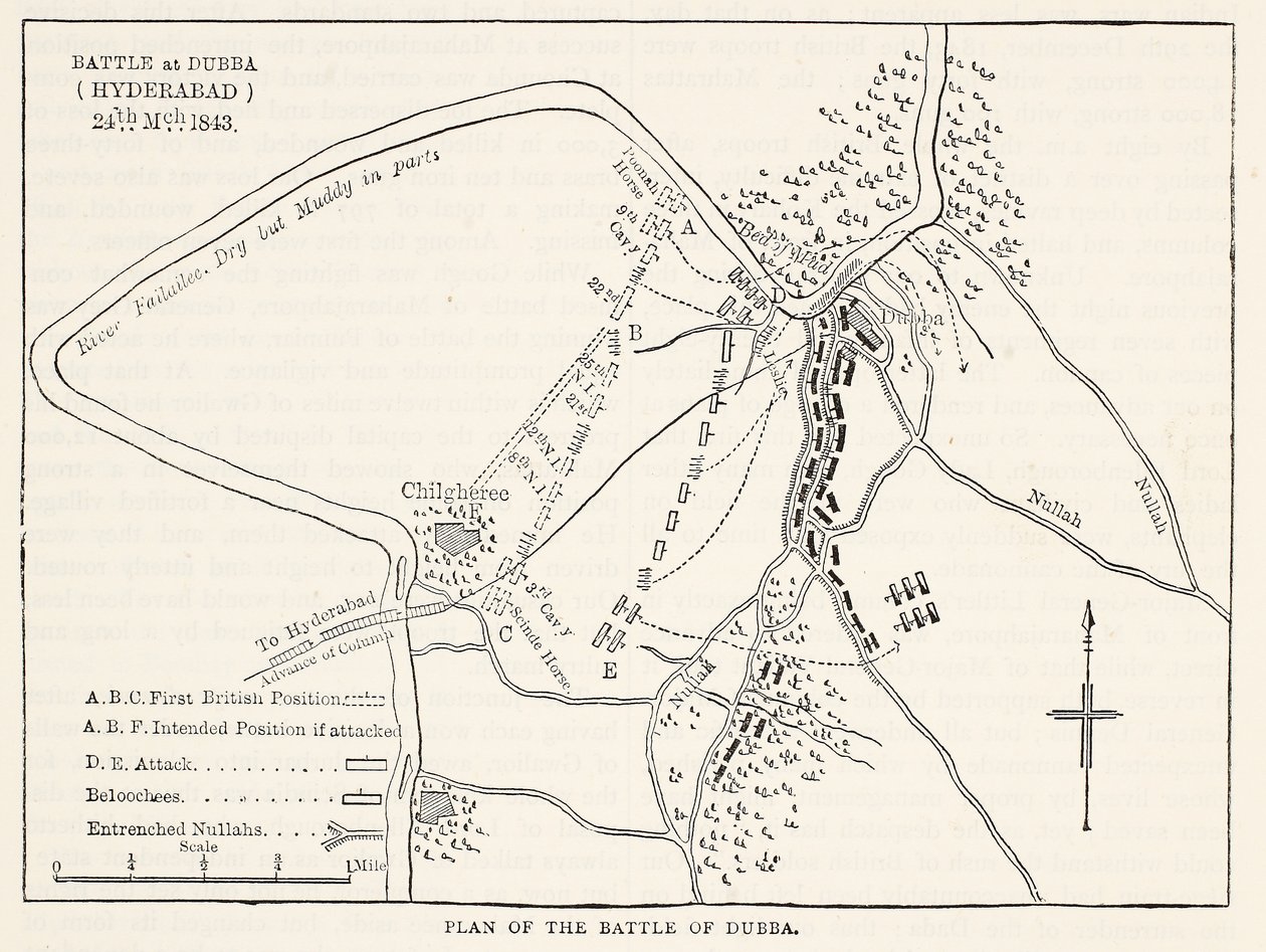 Plan der Schlacht von Dubba (Hyderabad) 24. März 1843, Illustration aus Cassells Illustrierter Geschichte Englands von English School