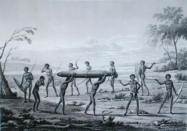 Port Jackson, New Holland: Aborigine-Beerdigungszeremonie, aus 