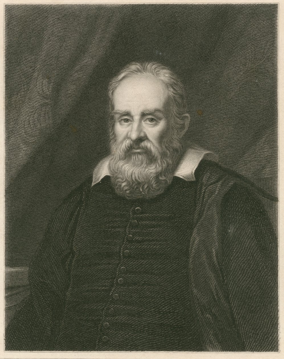Porträt von Galileo Galilei von English School