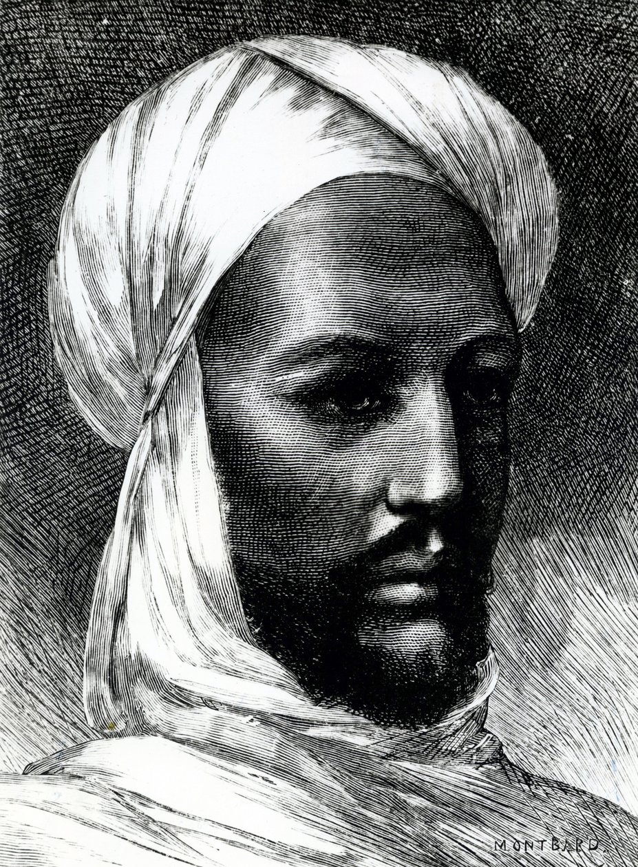 Porträt von Muhammad Ahmad (1844-1885), bekannt als Mahdi, Anführer der Derwische im Krieg gegen die Briten 1884, Kolonialkriege, Sudan von English School