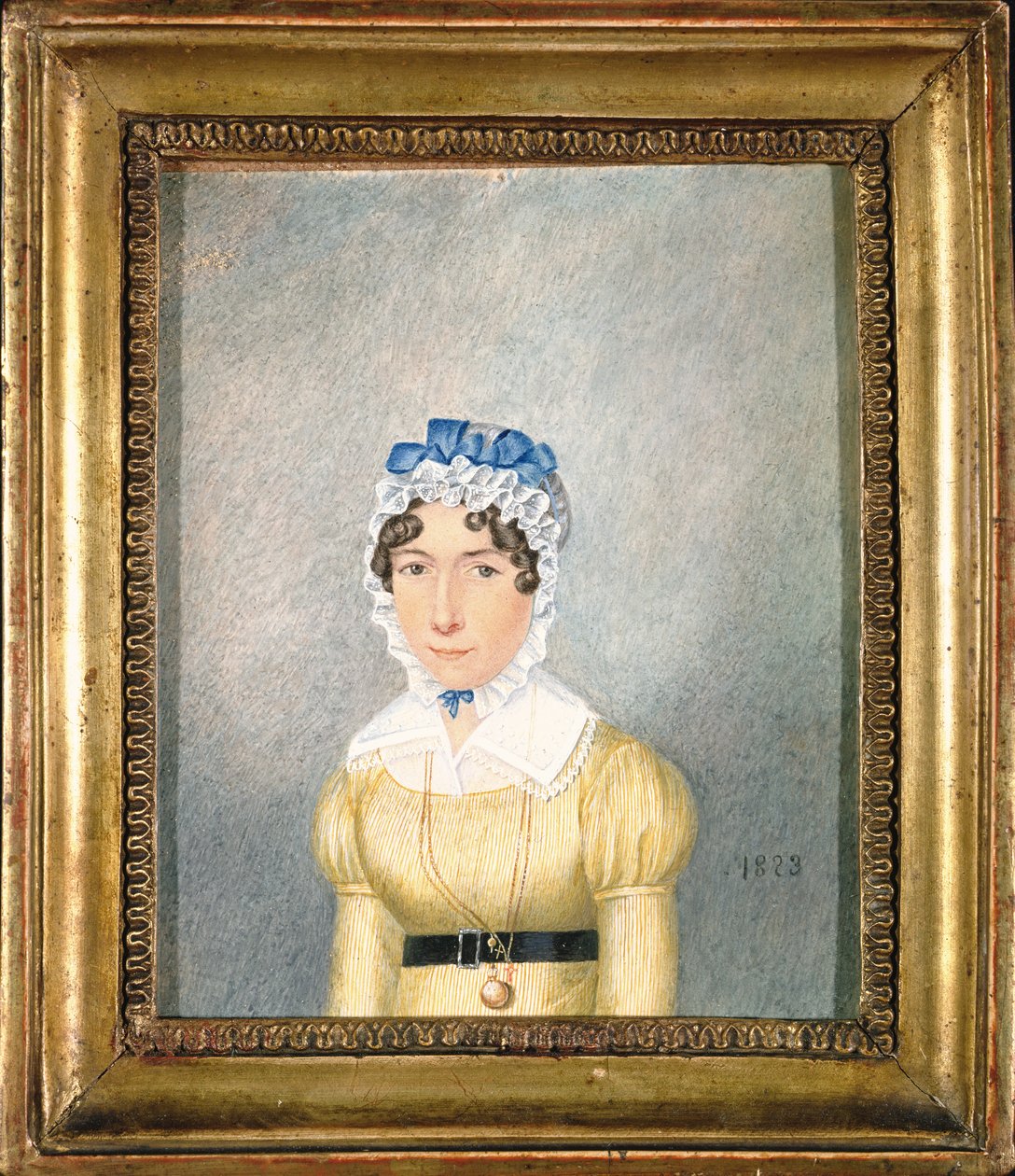 Porträt einer Dame mit einem goldenen Medaillon, 1823 von English School