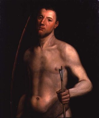 Porträt eines Mannes als St. Sebastian, ca. 1554-60 von English School