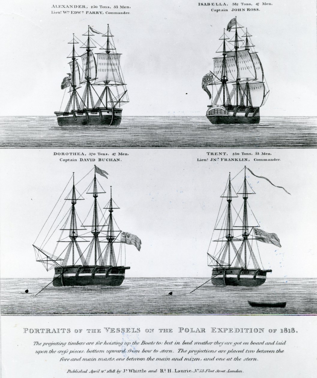 Porträts der Schiffe der Polarexpedition von 1818 (Gravur) von English School