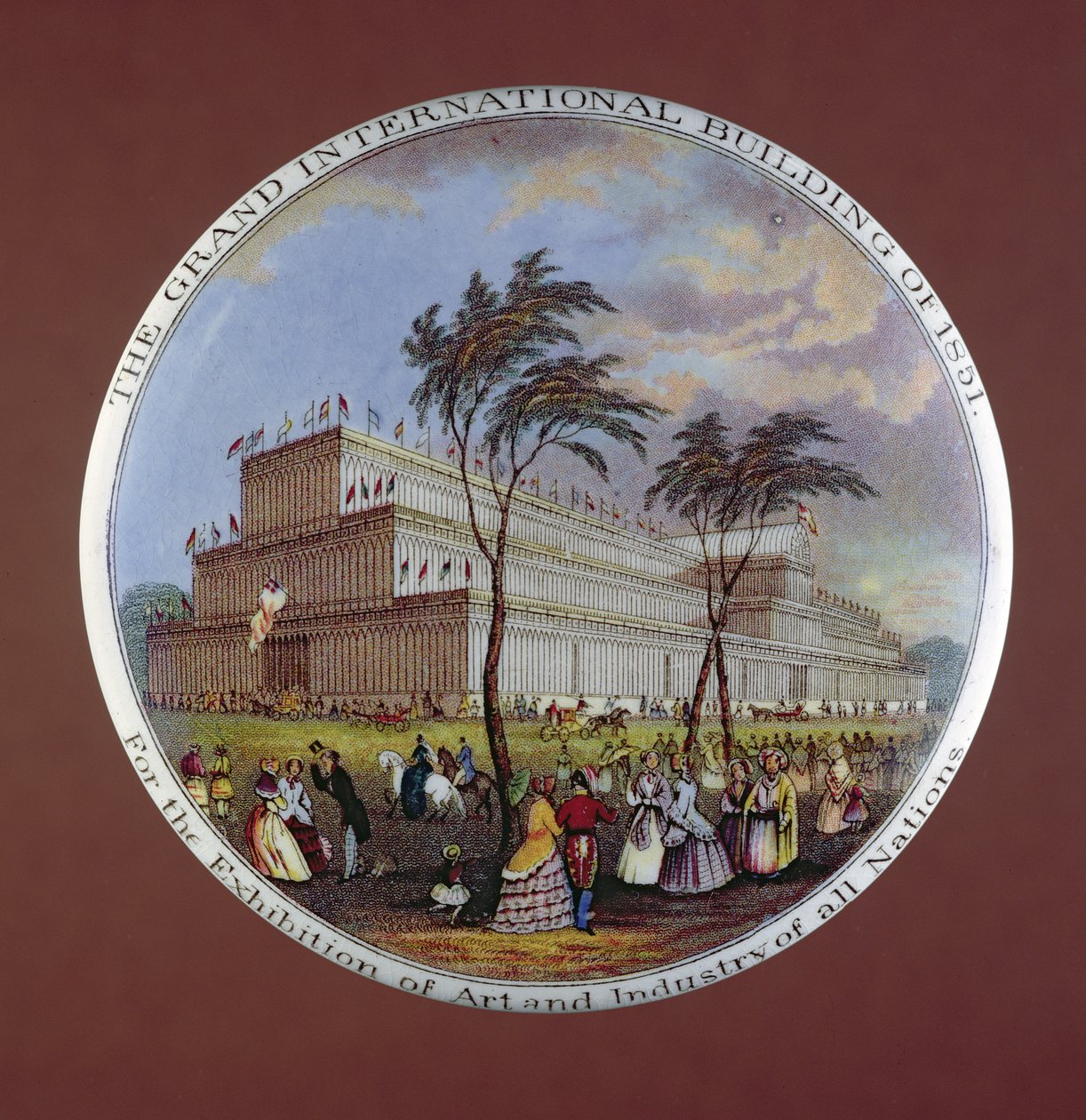 Topfdeckel mit Darstellung des Kristallpalastes, von T.J. und J. Mayer, Dale Hall, Longport, Staffordshire von English School