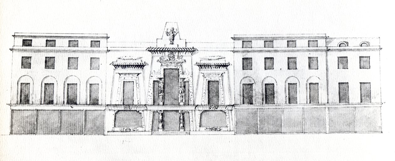 Vorschlag für die Egyptian Hall, Picadilly, 1810 (Tinte auf Papier) von English School