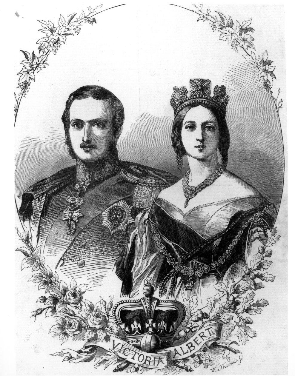 Königin Victoria (1819-1901) und Prinz Albert (1819-61), graviert von W. Thomas, 1844 von English School