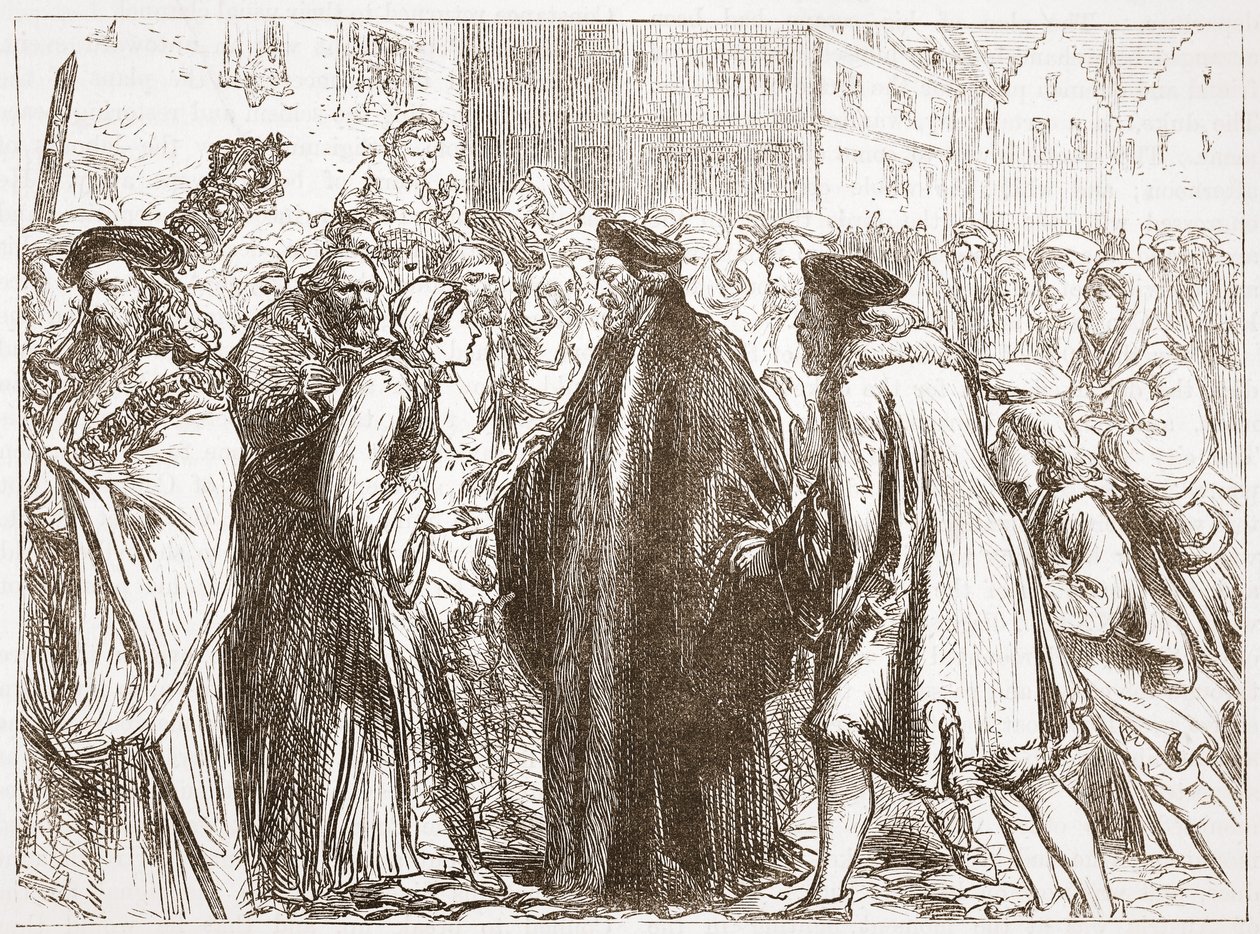 Empfang von Jan Hus in Nürnberg, Illustration aus Die Geschichte des Protestantismus von James Aitken Wylie, veröffentlicht 1878 von English School