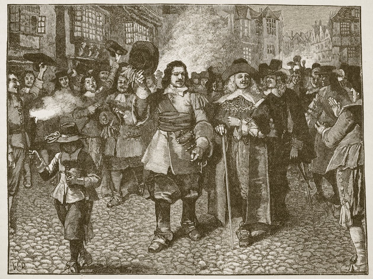 Empfang von Monck in der City of London, Illustration aus Cassells Illustrierter Geschichte Englands von English School