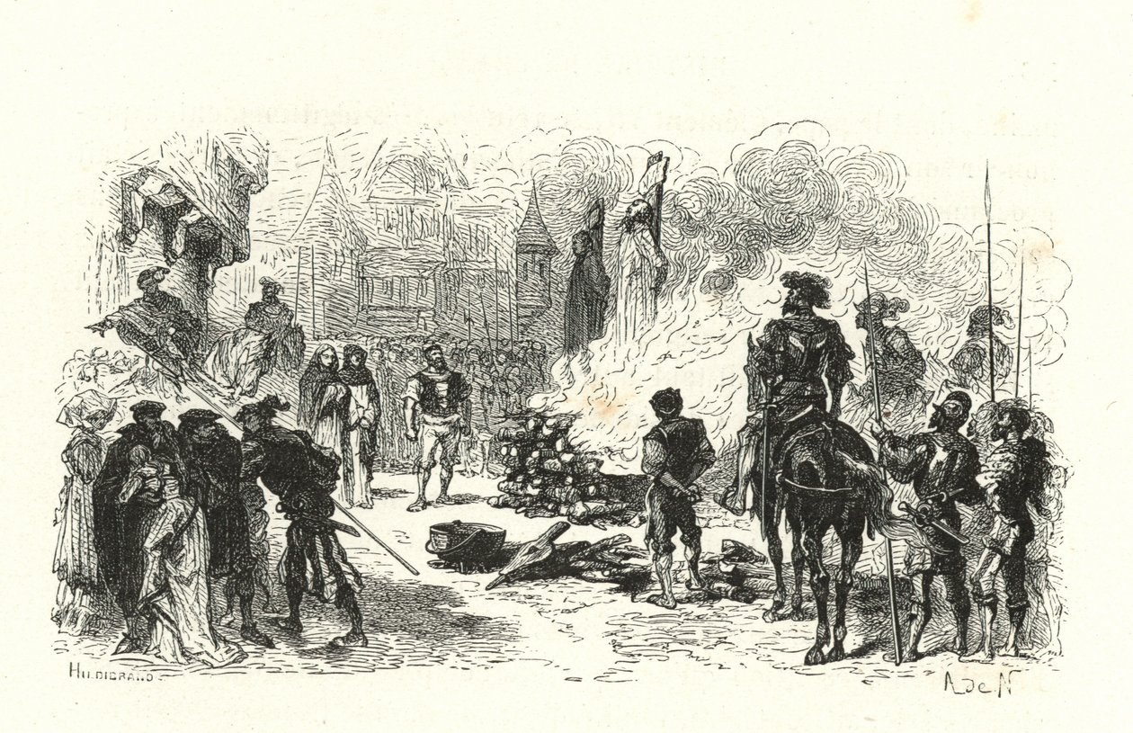 Religiöse Verfolgung; François I. (Gravur) von English School