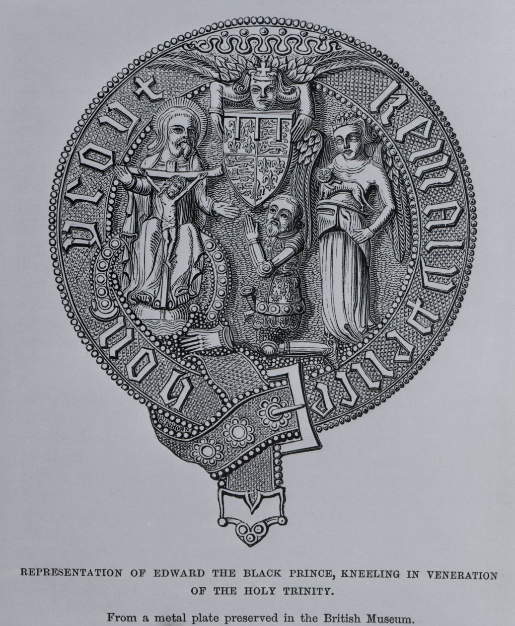 Darstellung von Edward dem Schwarzen Prinzen, kniend in Verehrung der Heiligen Dreifaltigkeit von English School