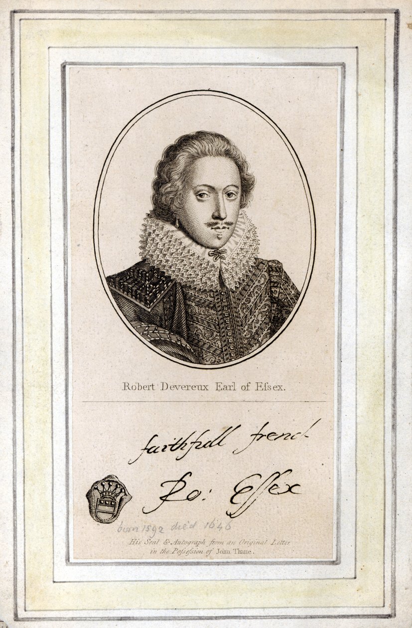 Robert Devereux, 3. Earl of Essex (1591-1646), sein Siegel und Autogramm von English School