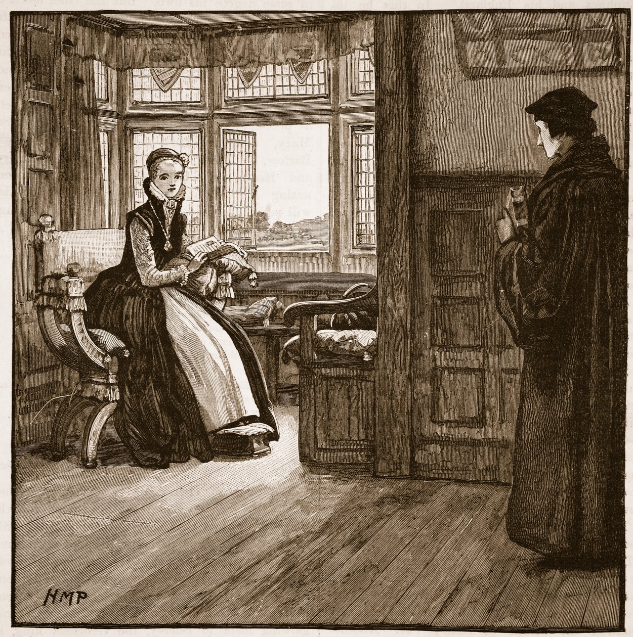 Roger Aschams Besuch bei Lady Jane Grey, Illustration aus Cassells Illustrierter Geschichte Englands von English School