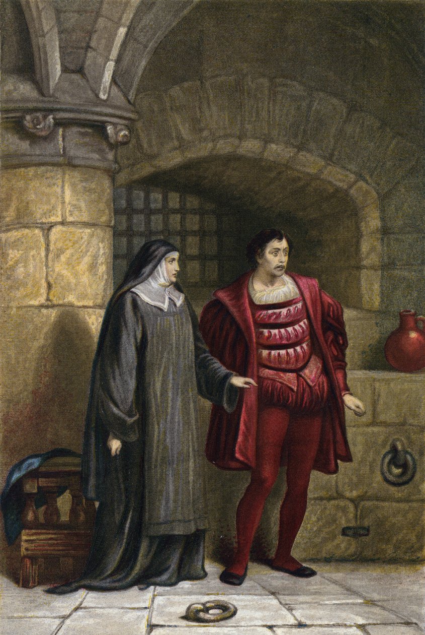 Shakespeare, Maß für Maß, Akt III, Szene 1 (Chromolithografie) von English School