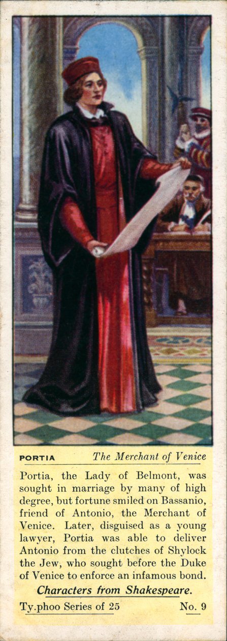 Shakespeare-Charaktere: Portia, Der Kaufmann von Venedig von English School
