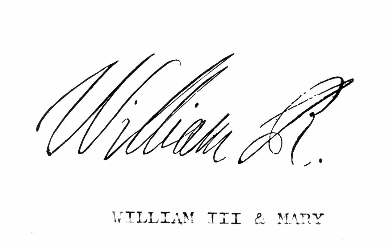 Unterschrift von Wilhelm III. von England, aus 