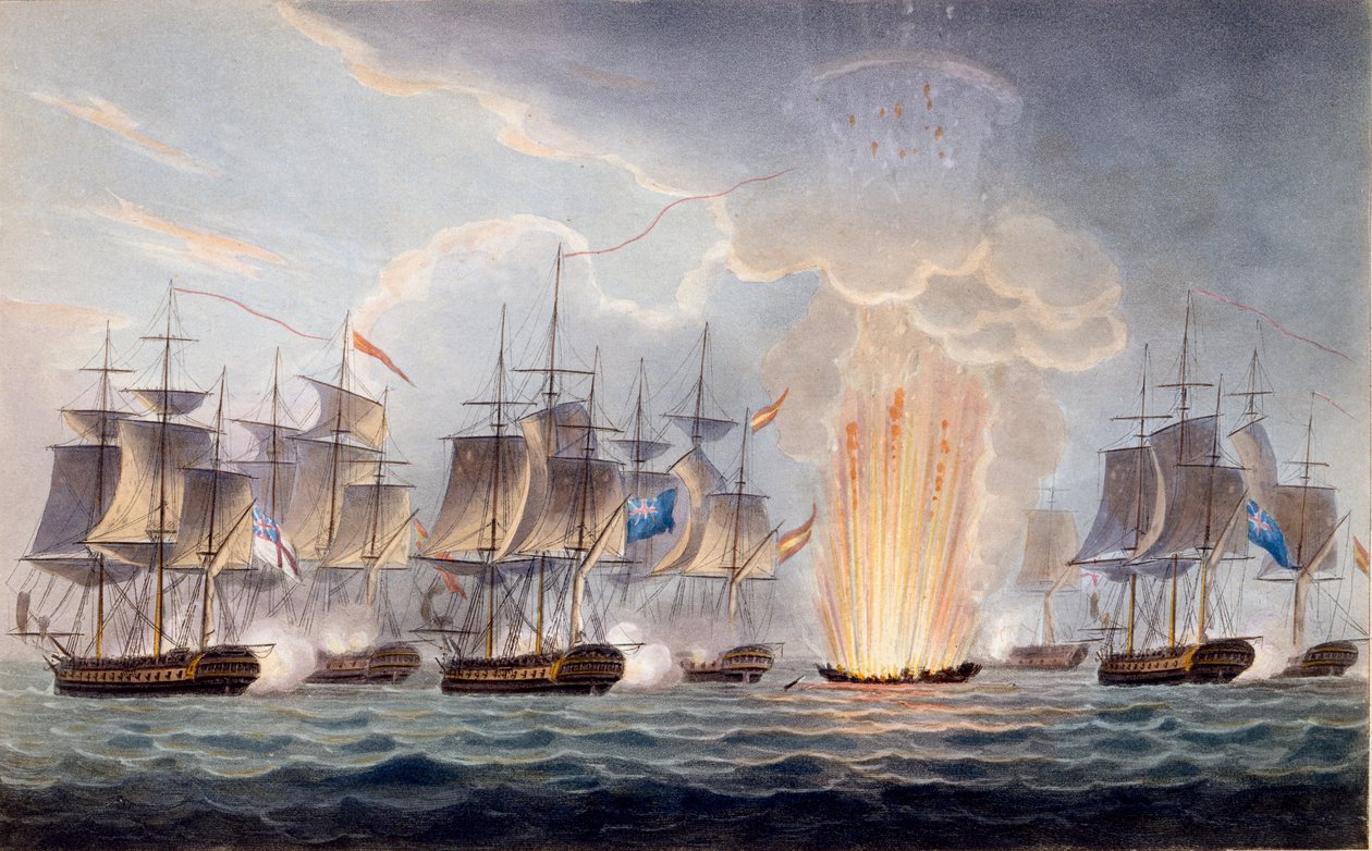 Sir Graham Moores Aktion vor Kap St. Maria, 5. Oktober 1804, aus The Naval Chronology of Great Britain von J. Ralfe von English School