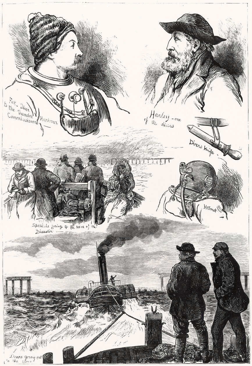 Skizzen der Tay-Brücken-Katastrophe von English School