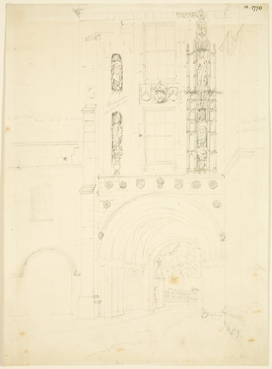 Südansicht des Torhauses der Abtei der Kathedrale von Bristol von English School