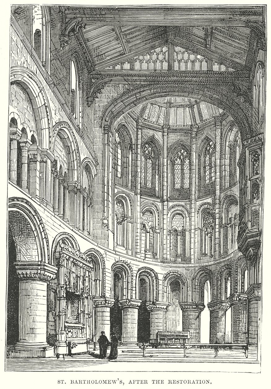 St. Bartholomäus, nach der Restaurierung (Gravur) von English School