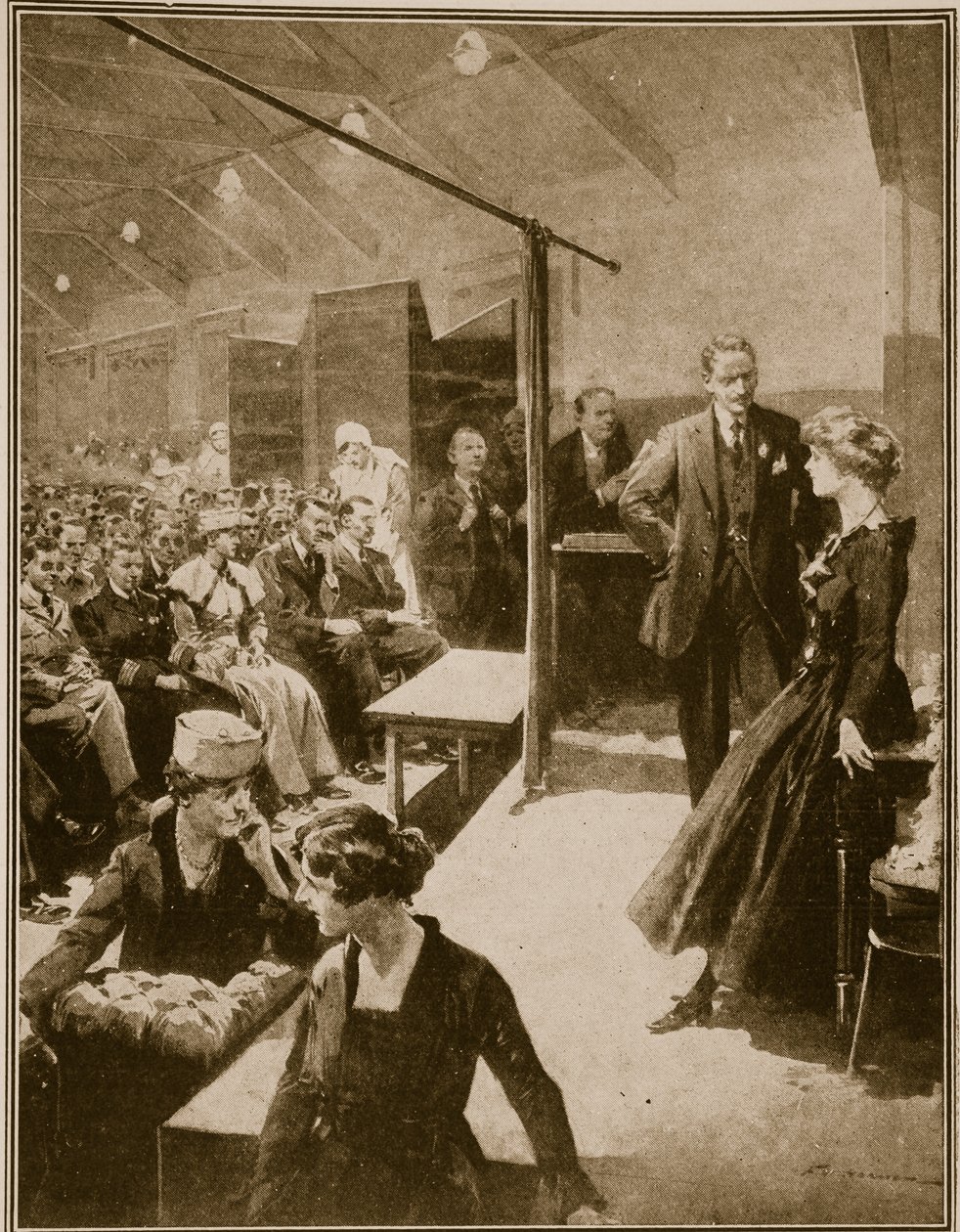 Bühnenaufführung für im Krieg erblindete Soldaten, 1914-19 von English School