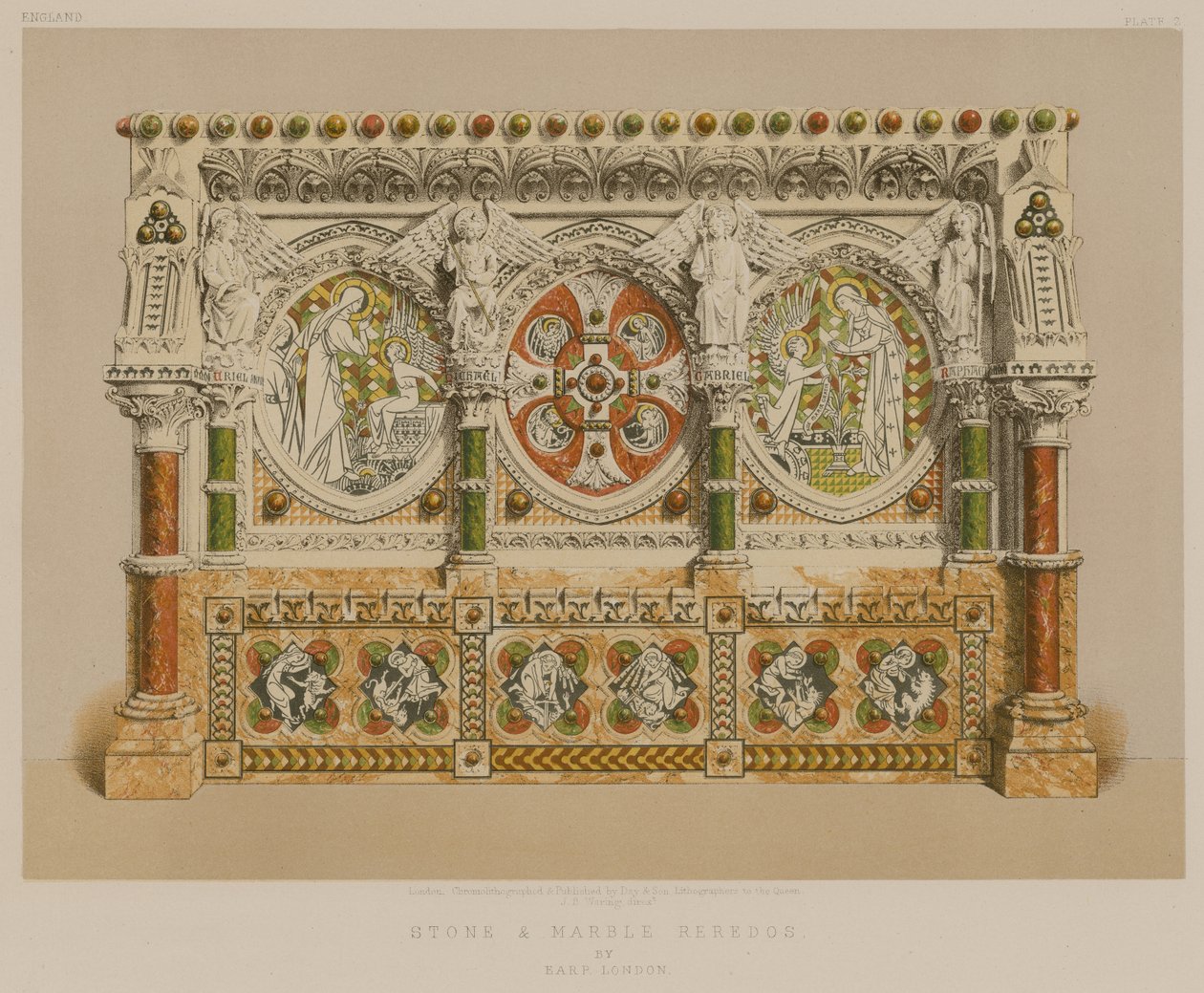 Stein- und Marmorreredos von Earp, London von English School