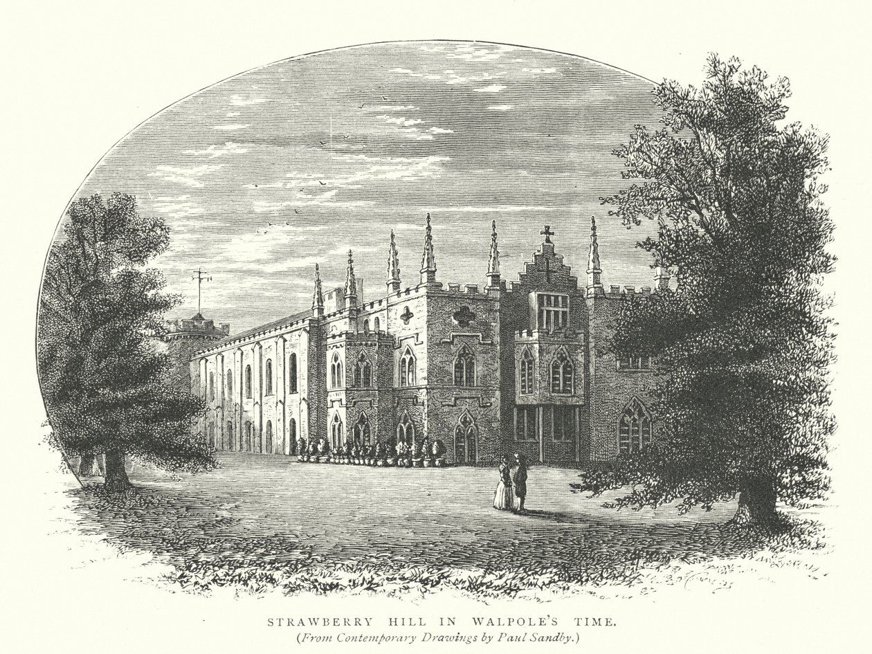 Strawberry Hill in Walpoles Zeit (Gravur) von English School