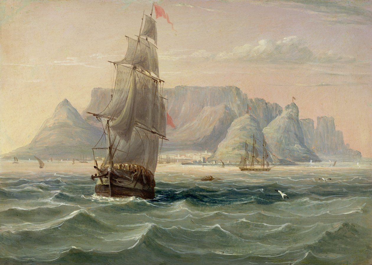 Tafelberg, Kapstadt, vom Meer aus, 1820 von English School