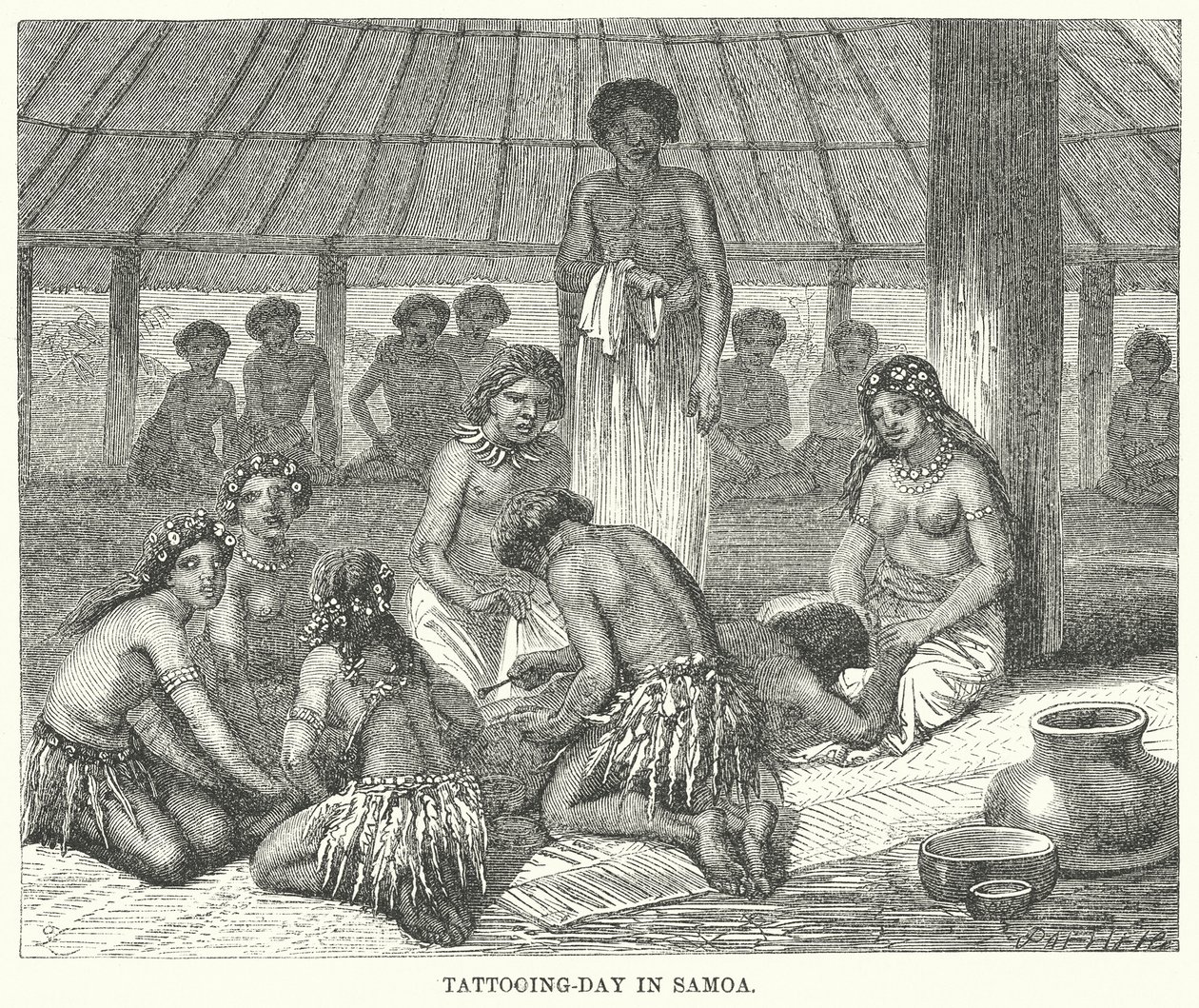 Tätowierungstag in Samoa (Gravur) von English School