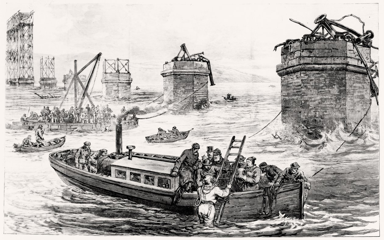 Tay-Brückenkatastrophe: Tauchoperationen auf der Suche nach dem Wrack des Eisenbahnzugs von English School
