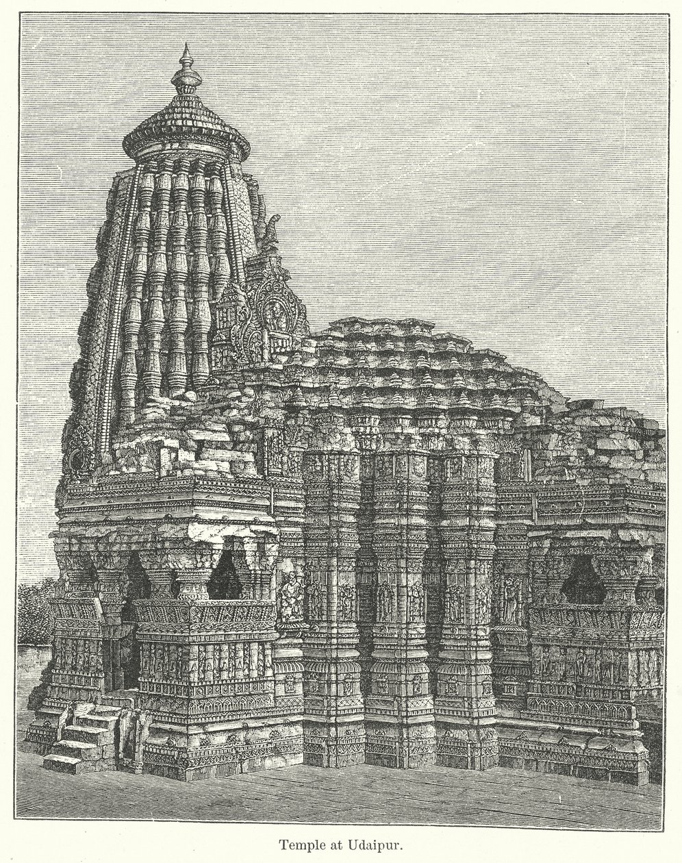 Tempel in Udaipur (Gravur) von English School