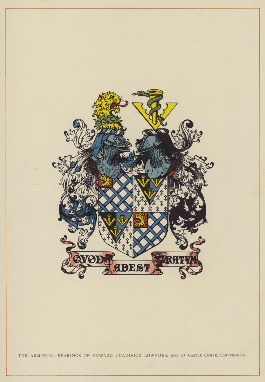 Die Wappen von Edward Chaddock Lowndes, Esquire von Castle Combe, Chippenham von English School