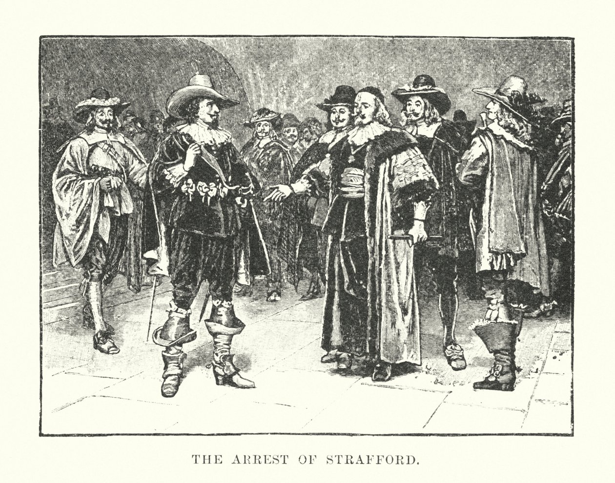 Die Verhaftung von Strafford (Gravur) von English School