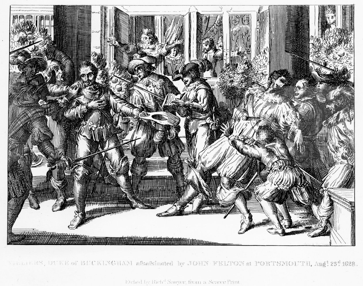 Die Ermordung von George Villiers, 1. Herzog von Buckingham, ca. 1822 von English School