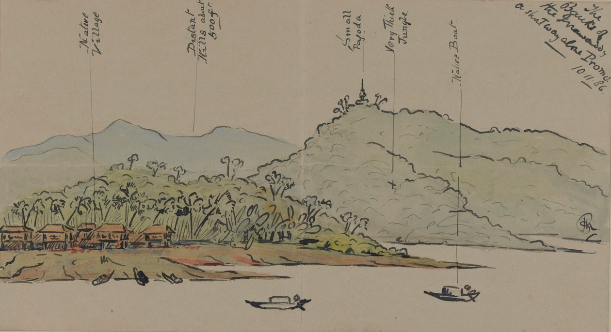 Die Ufer des Irrawaddy, Burma, 1886 von English School