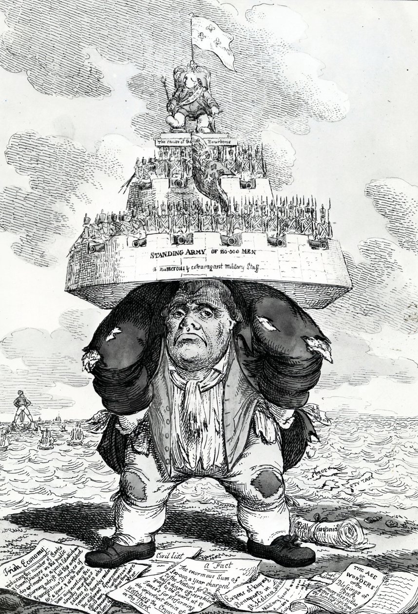Der britische Atlas, oder John Bull unterstützt die Friedensordnung, Druck von Charles Williams, 1816 von English School