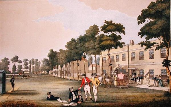 Die Kadettenkaserne im Arsenal, London (Farblithografie) von English School
