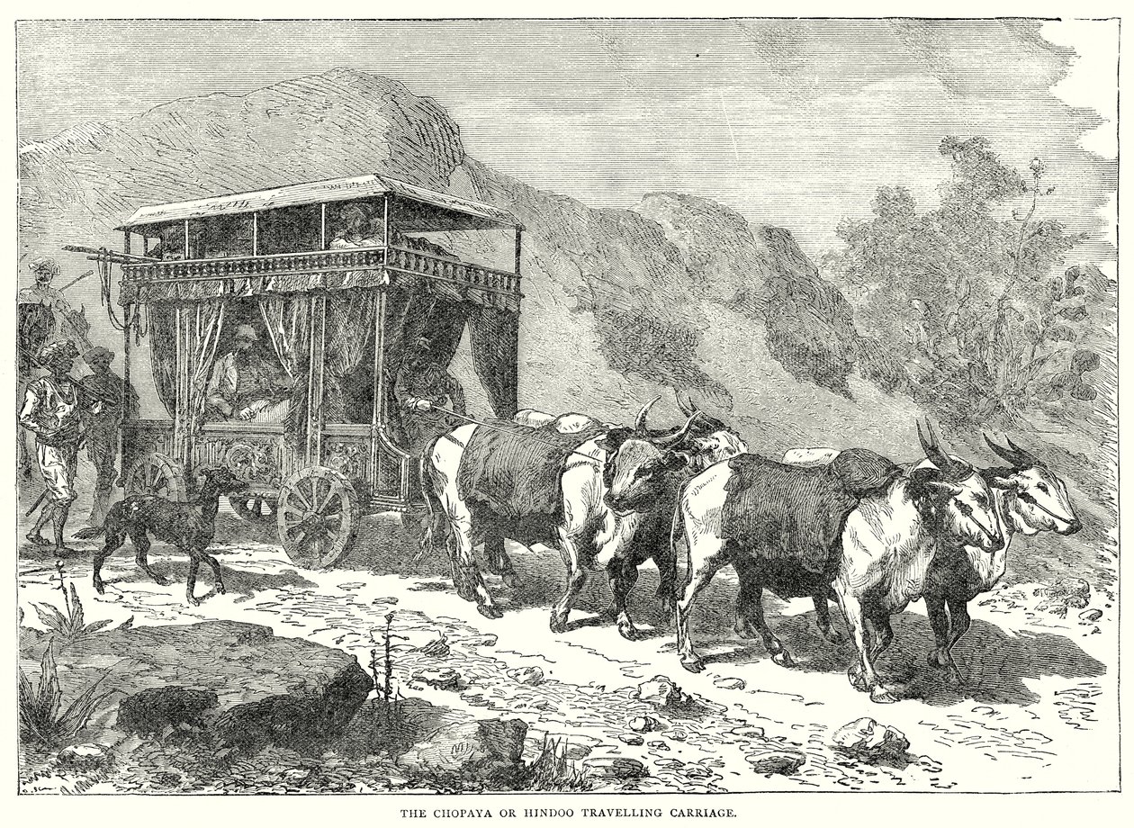 Der Chopaya oder Hindoo-Reisewagen (Gravur) von English School