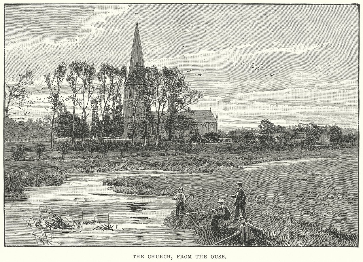 Die Kirche, von der Ouse aus (Gravur) von English School