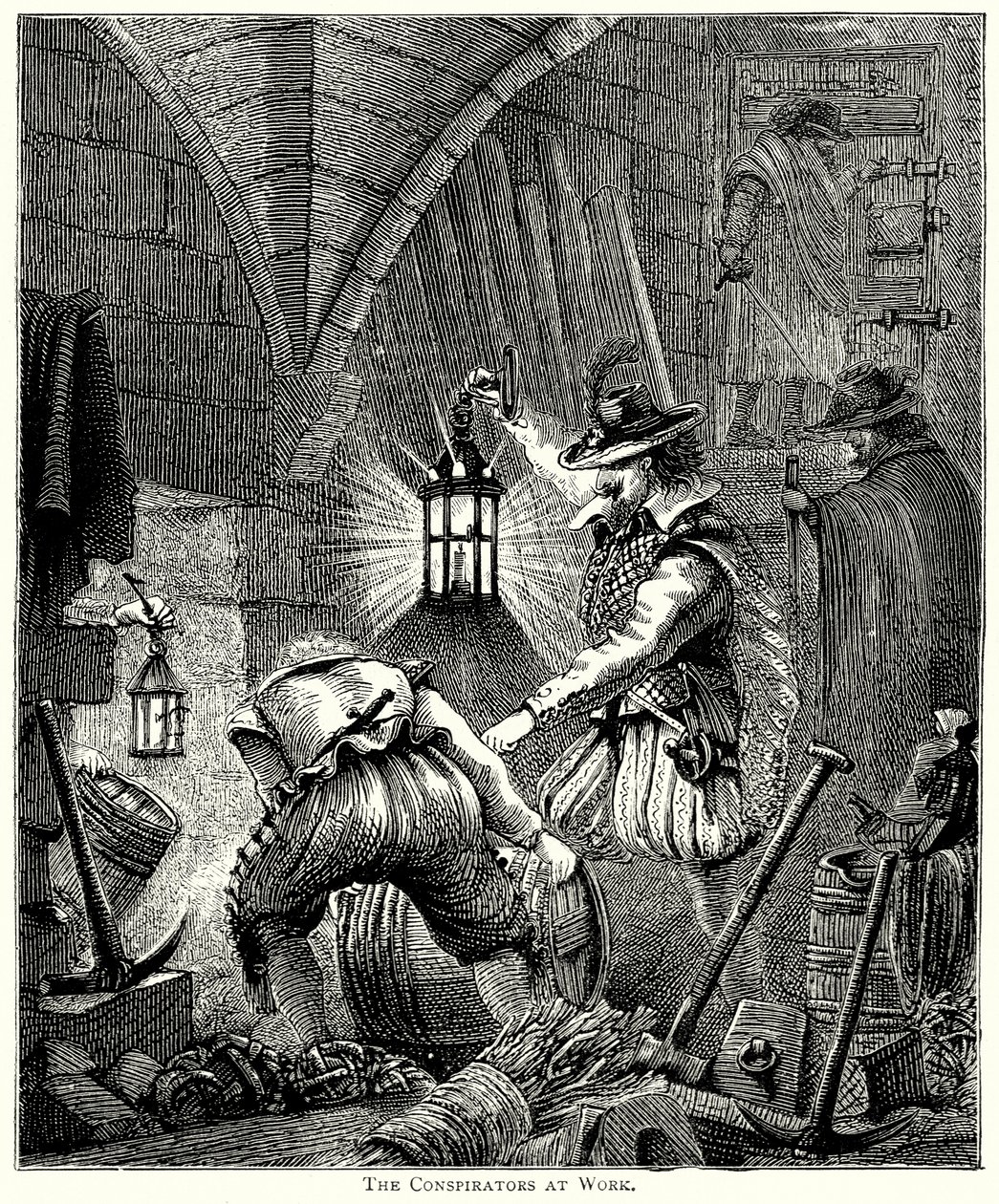 Die Verschwörer bei der Arbeit (Gravur) von English School