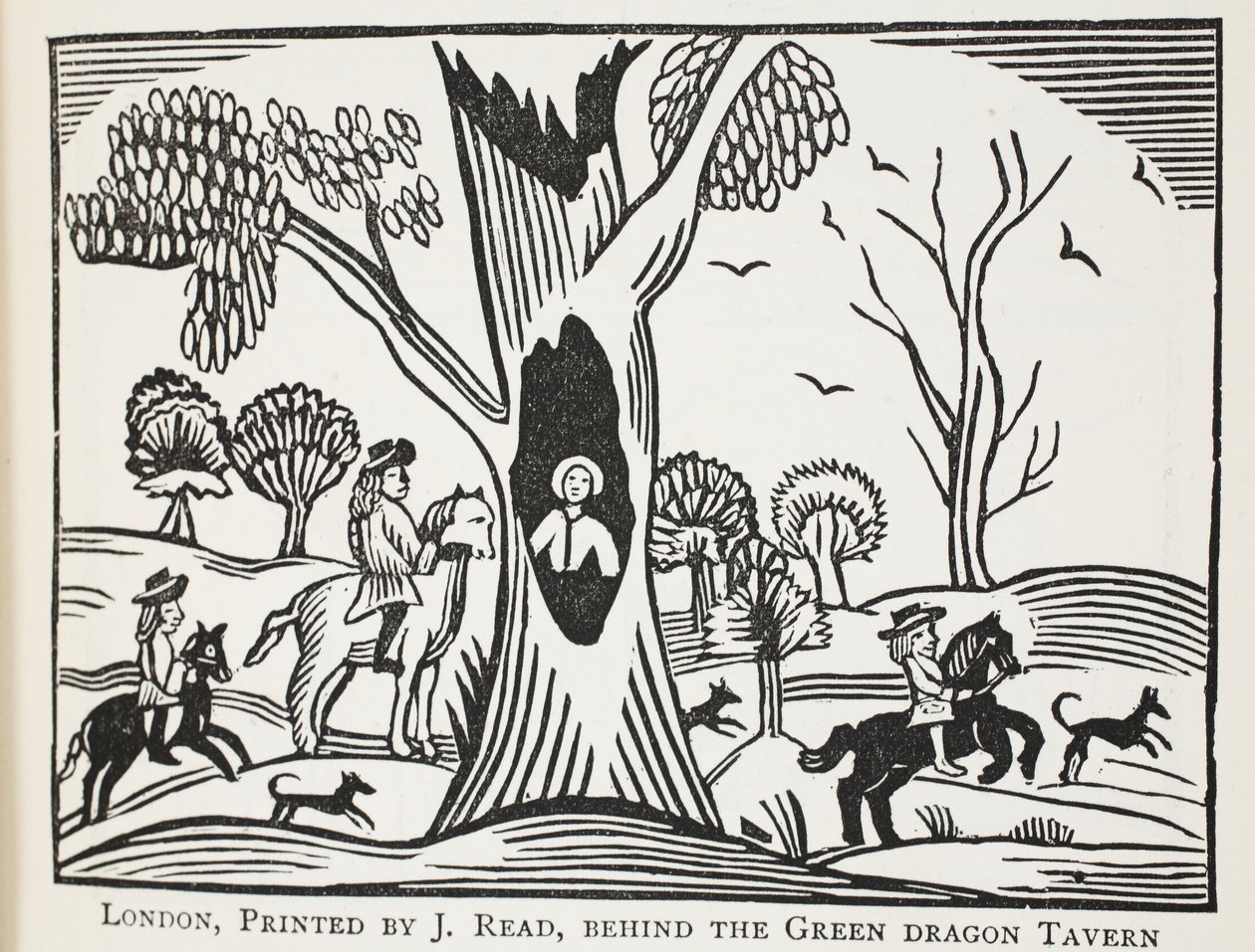 Das bedrängte Kind im Wald oder Der grausame Onkel, Illustration aus Chap-books des achtzehnten Jahrhunderts von John Ashton, veröffentlicht 1882 von English School