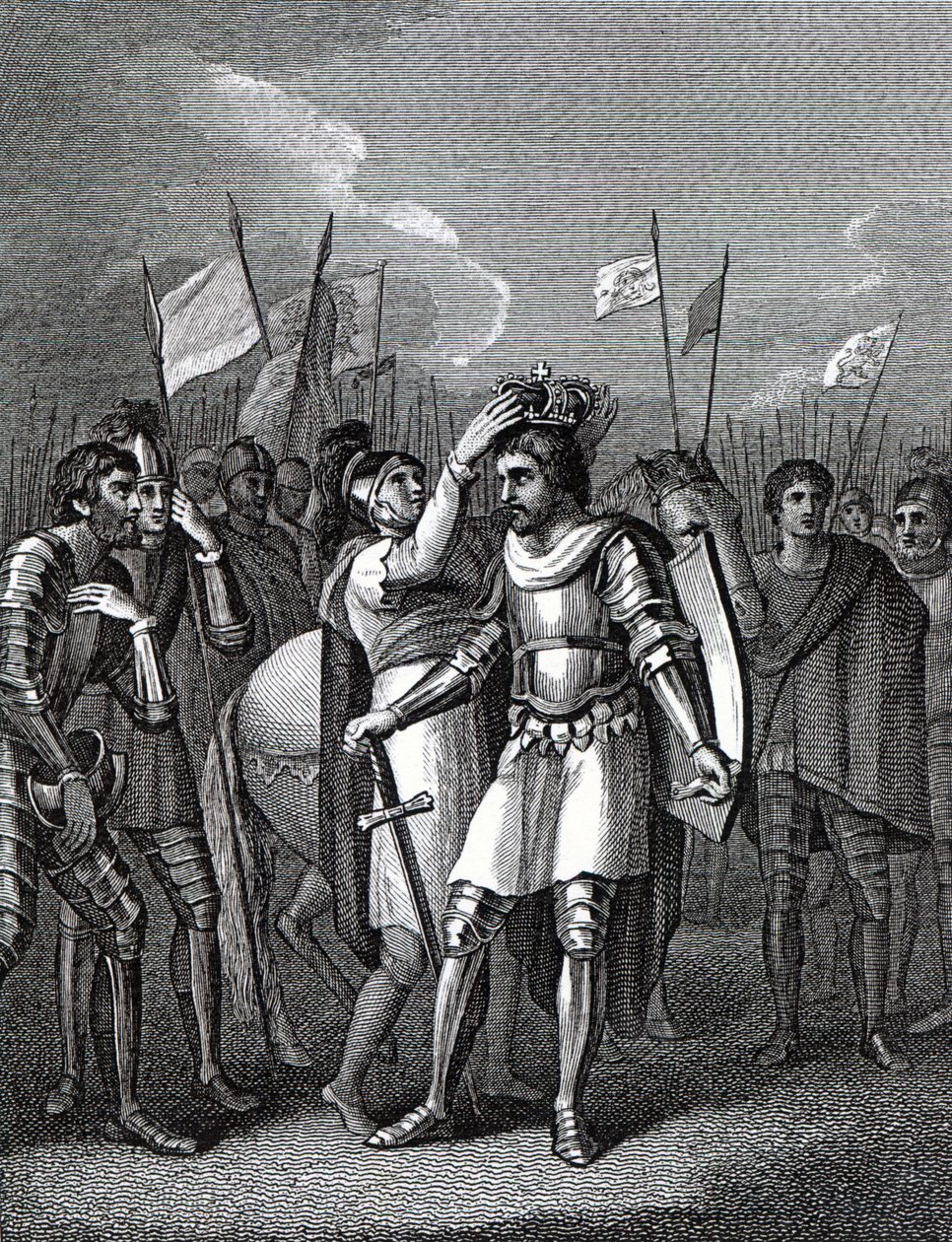Der Earl of Richmond wird nach der Schlacht von Bosworth zum König gewählt, aus 