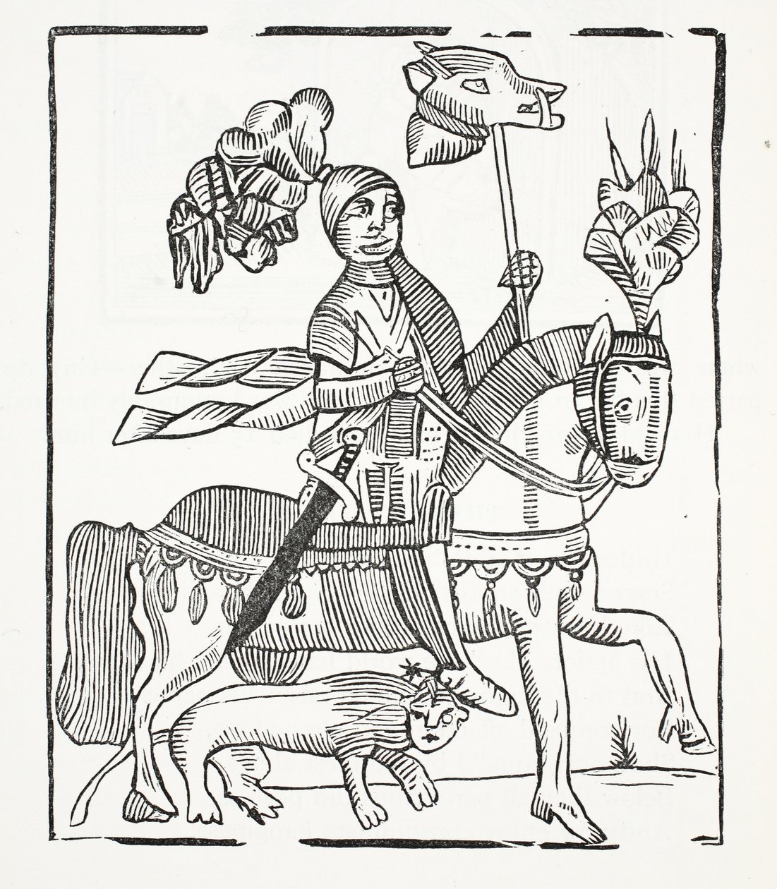Die berühmte Geschichte von Guy, Earl of Warwick, Illustration aus Chap-books des achtzehnten Jahrhunderts von John Ashton, veröffentlicht 1882 von English School