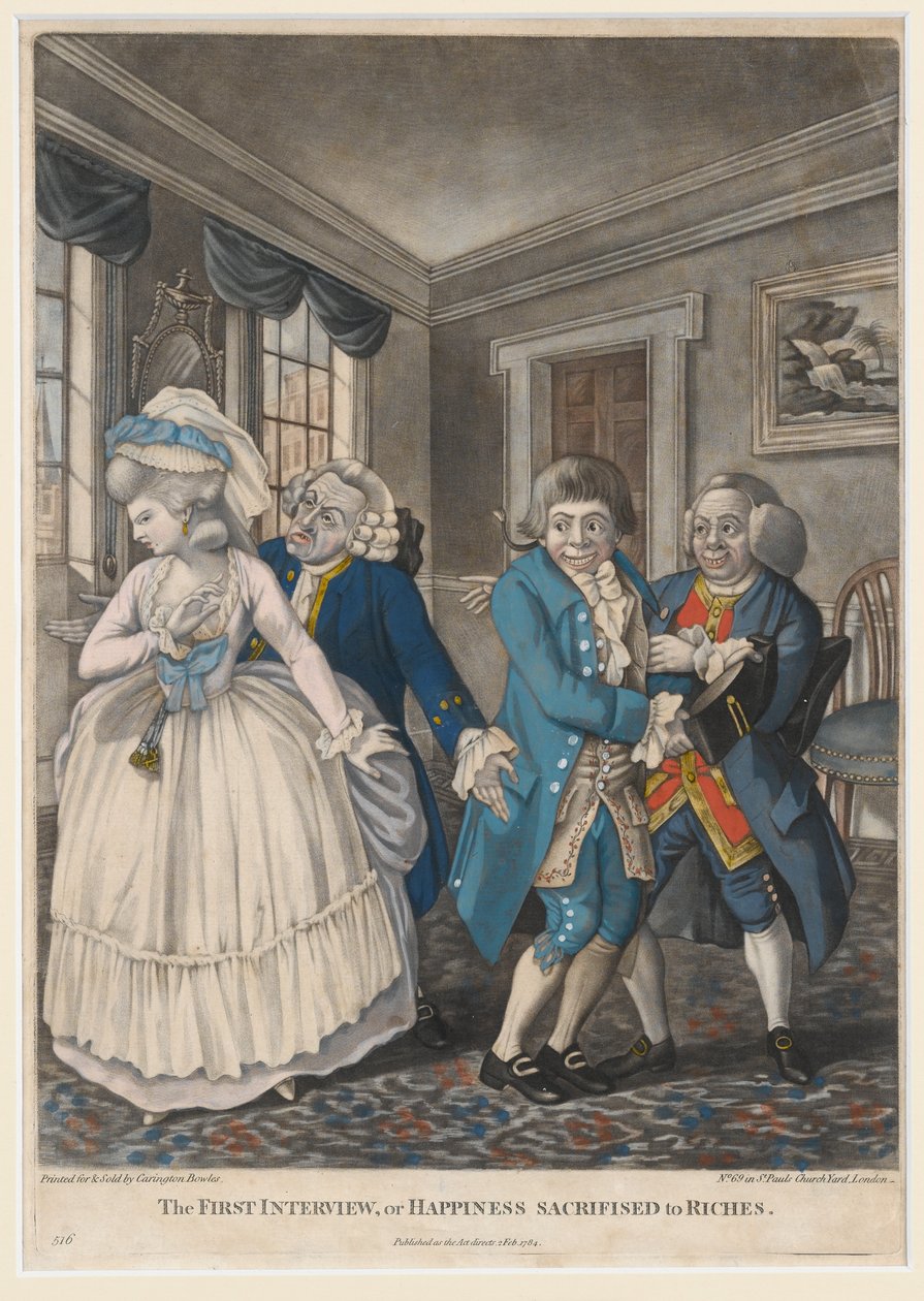 Das erste Treffen oder das Glück dem Reichtum geopfert, 1784 von English School