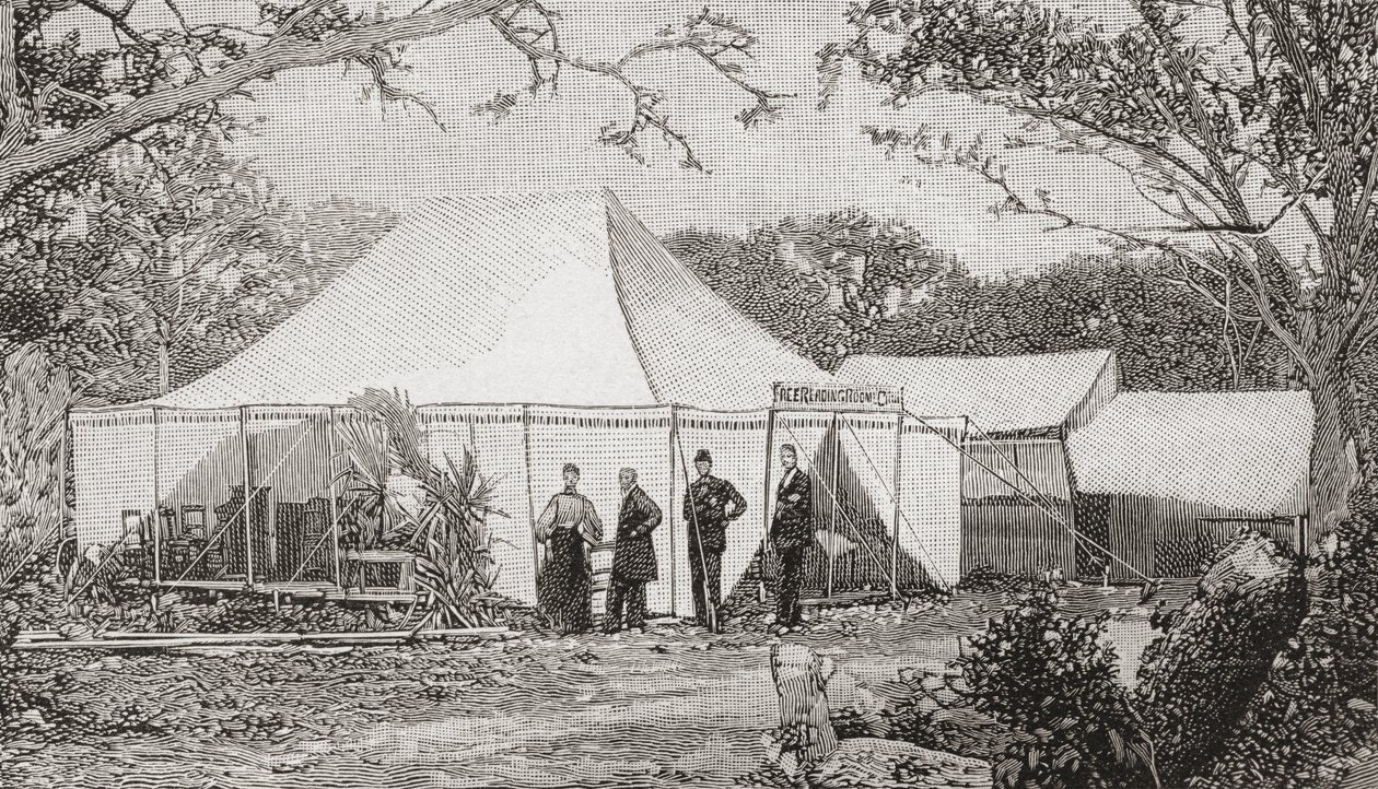 Die Erste Presbyterianische Kirche, Miami, Florida, Vereinigte Staaten von Amerika im späten 19. Jahrhundert. Die Kirche, gegründet von Reverend Henry Keigwin im Jahr 1896, begann in einem einfachen Bretterrestaurant, bevor die Gottesdienste in ein Zelt ve von English School
