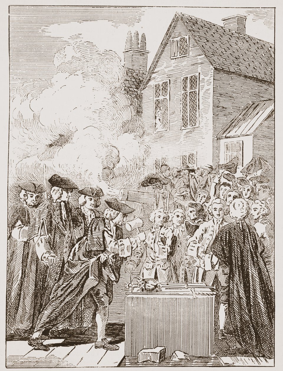 Der Grundstein der Blackfriars Bridge, 1760, aus einem zeitgenössischen Druck von English School