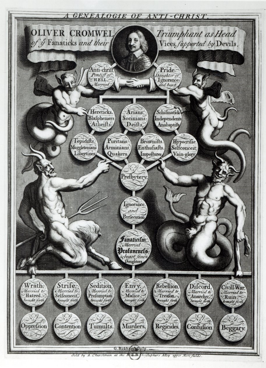 Die Genealogie des Antichristen Oliver Cromwell von English School