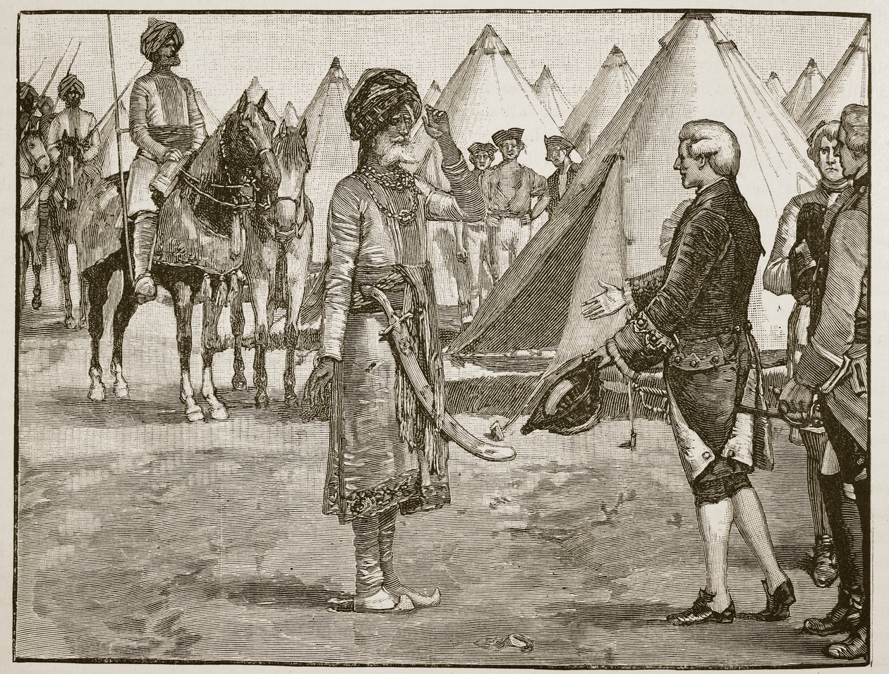 Der Große Mogul betritt das englische Lager, 1765, Illustration aus Cassells Illustrierter Geschichte Englands von English School