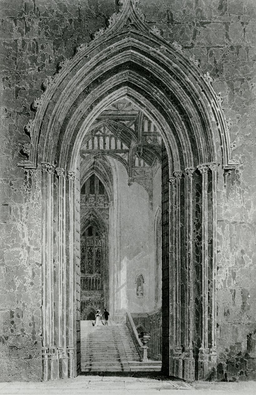 Die Große Westhalle, die zum Großen Salon oder Oktagon führt, Fonthill Abbey, 1824 von English School