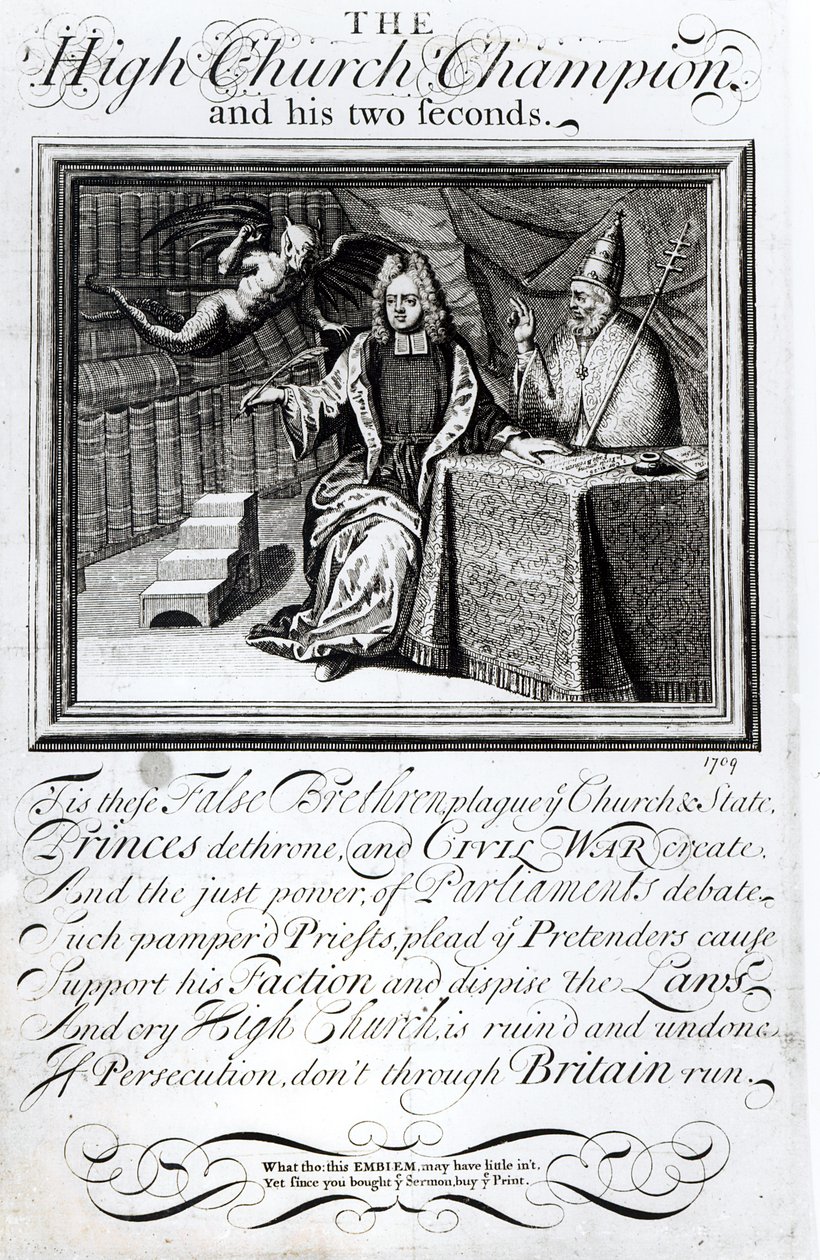 Der Hochkirchen-Champion und seine zwei Sekundanten, 1709 von English School